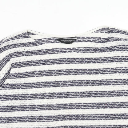 Dorothy Perkins Womens White Round Neck Striped Polyester Pullover Jumper Size 16