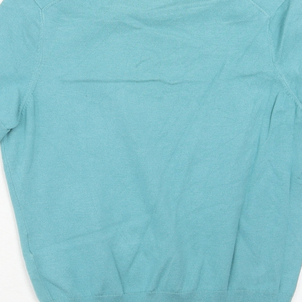 Lands' End Womens Blue Round Neck Cotton Pullover Jumper Size XS