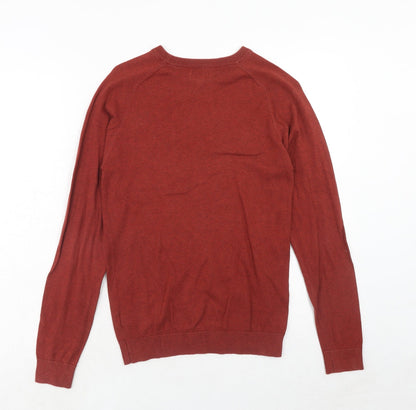 Next Mens Red Round Neck Cotton Pullover Jumper Size XS Long Sleeve