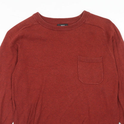 Next Mens Red Round Neck Cotton Pullover Jumper Size XS Long Sleeve