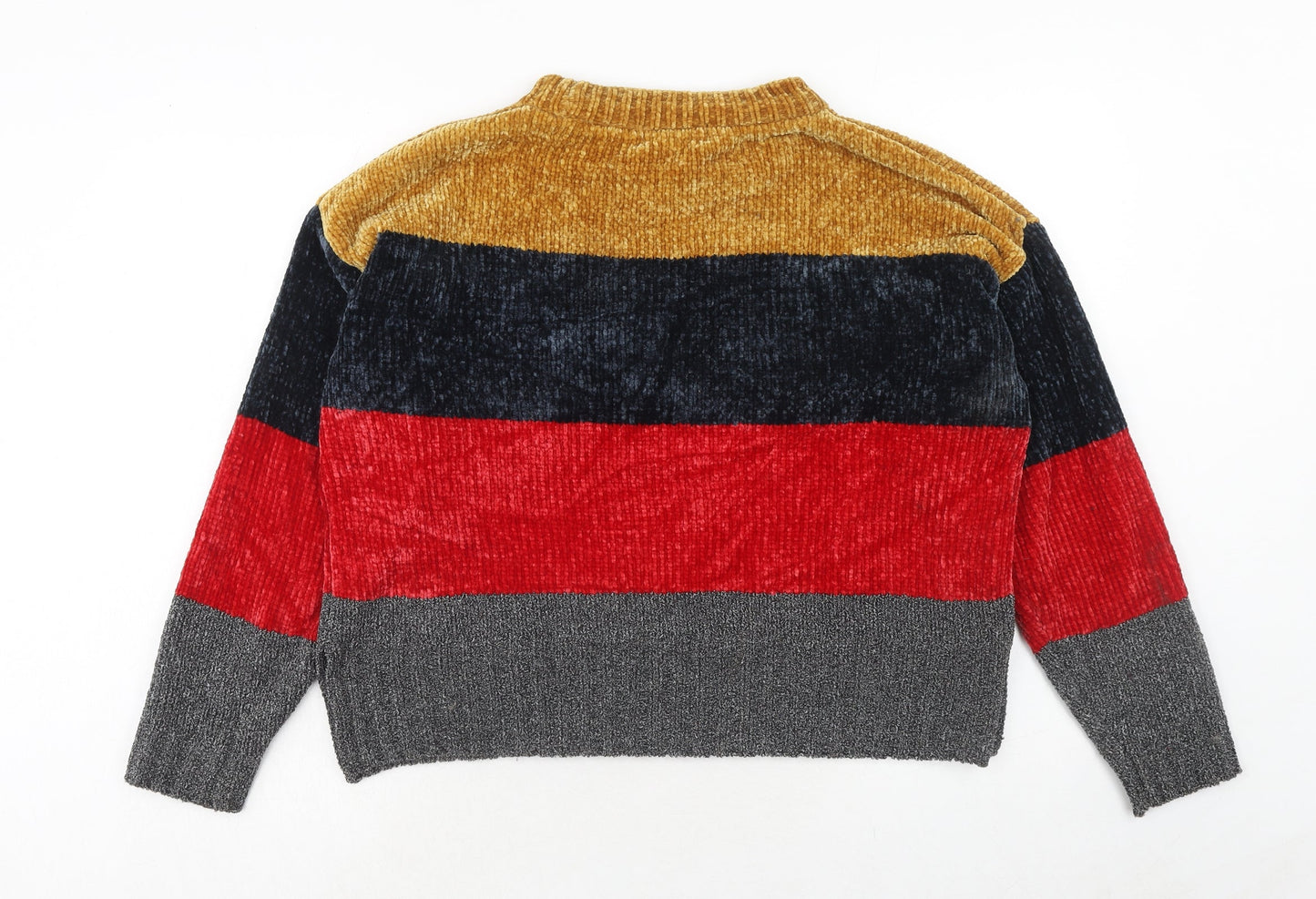 Marks and Spencer Womens Multicoloured Round Neck Striped Polyester Pullover Jumper Size L
