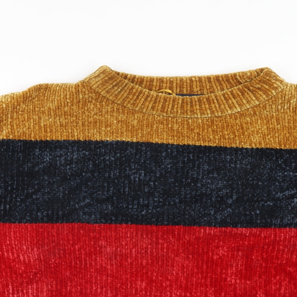 Marks and Spencer Womens Multicoloured Round Neck Striped Polyester Pullover Jumper Size L