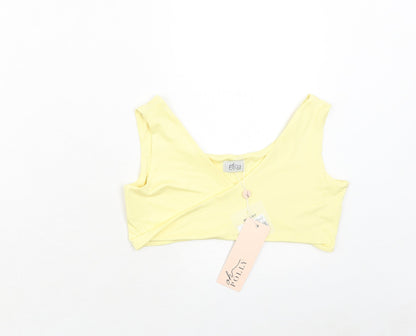Preloved OhPolly Womens Yellow Polyester Cropped Tank Size 14 V-Neck - Front