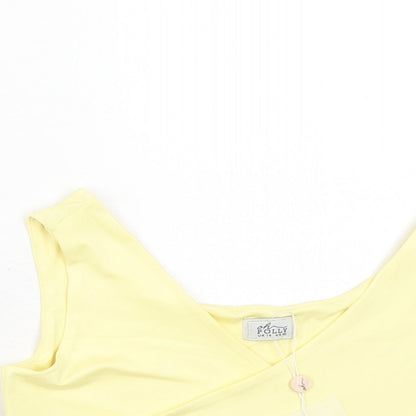 Preloved OhPolly Womens Yellow Polyester Cropped Tank Size 14 V-Neck - Detail
