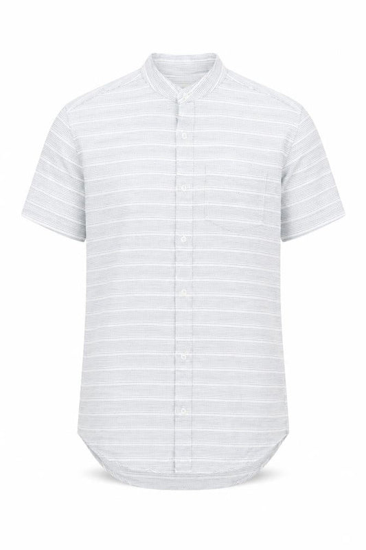 Next Mens Blue Geometric Cotton Button-Up Size S Round Neck Button