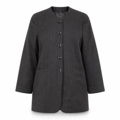 Front view of C&A women’s grey polyester jacket blazer, size UK 12