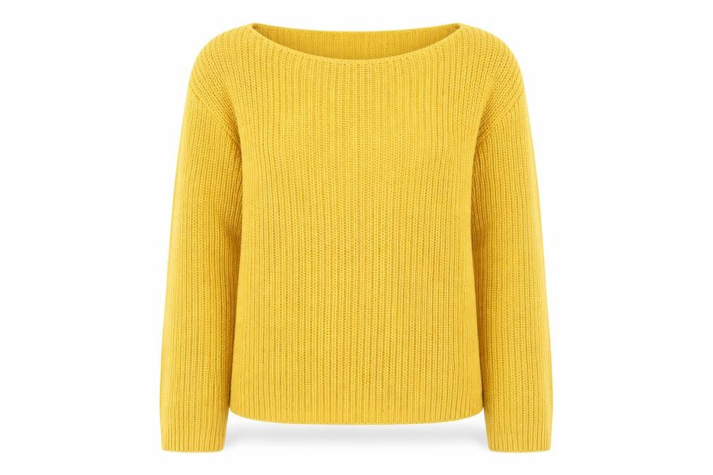 H&M Womens Yellow Boat Neck Cotton Pullover Jumper Size XS