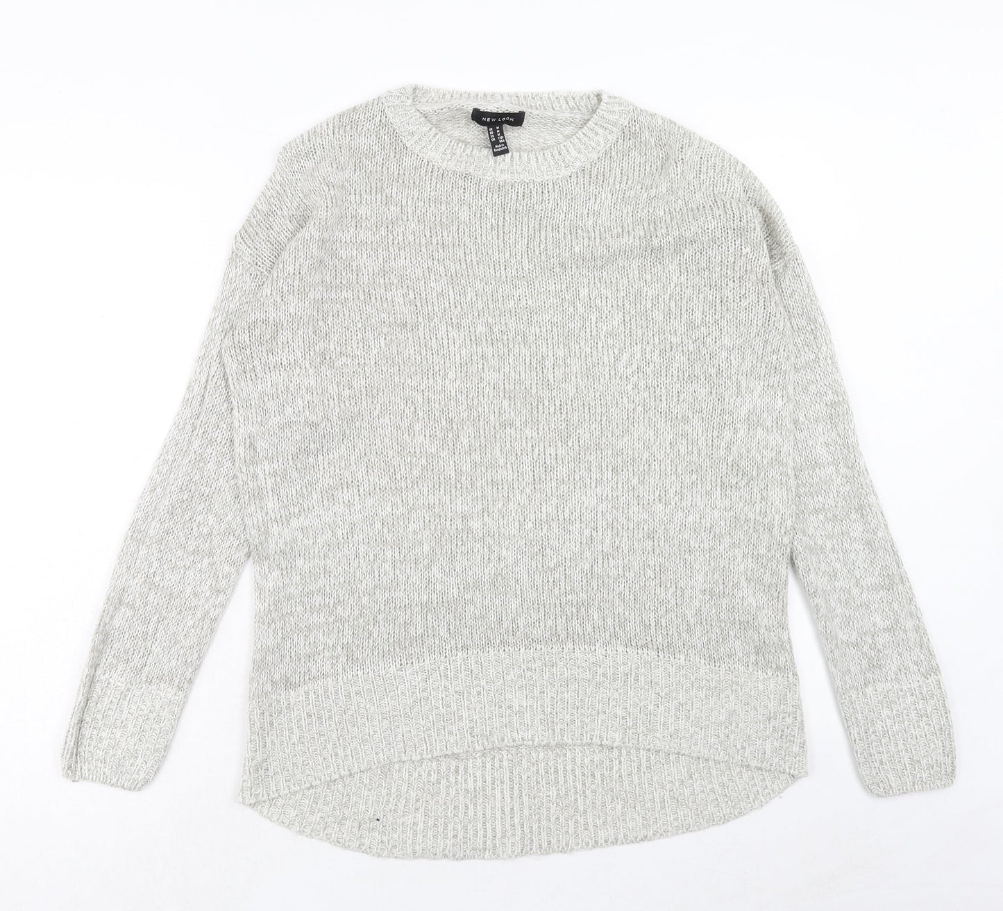 New Look Womens Grey Round Neck Acrylic Pullover Jumper Size M