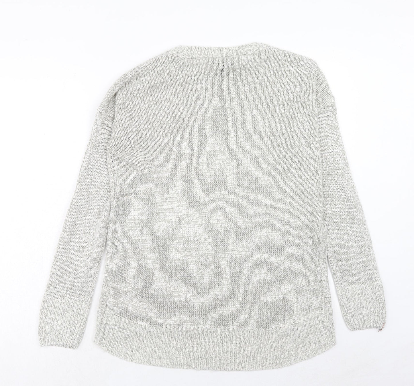 New Look Womens Grey Round Neck Acrylic Pullover Jumper Size M