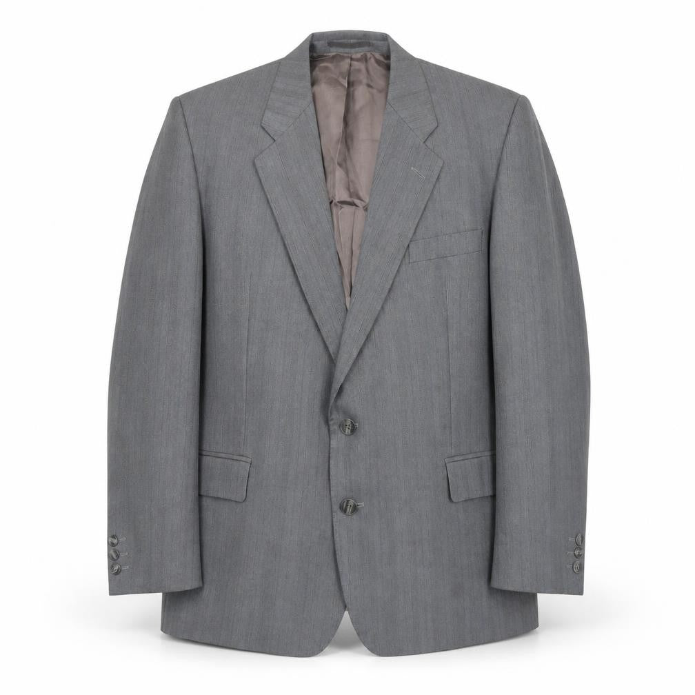 Wellington Mens Grey Striped Polyester Jacket Suit Jacket Size 46 Regular