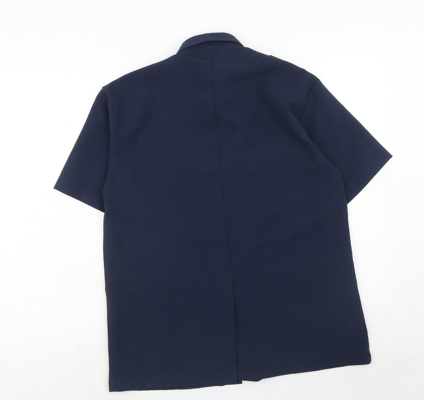 HM LINE Womens Blue Polyester Basic Button-Up Size L Collared
