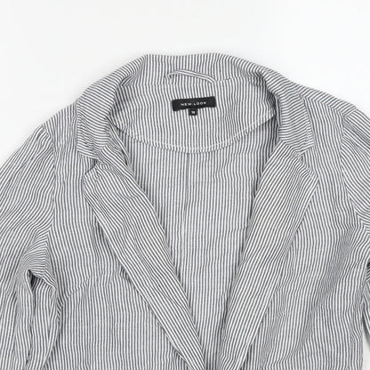 New Look Womens Green Striped Polyester Jacket Blazer Size 10 Pullover