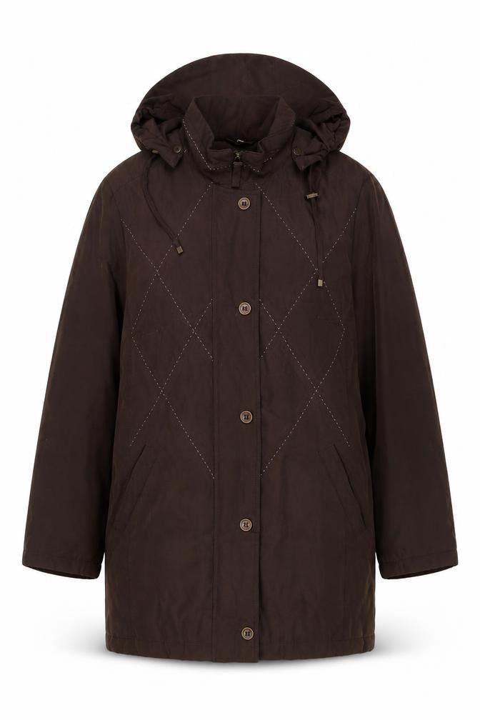 Klass Womens Brown Pea Coat Coat Size L Zip