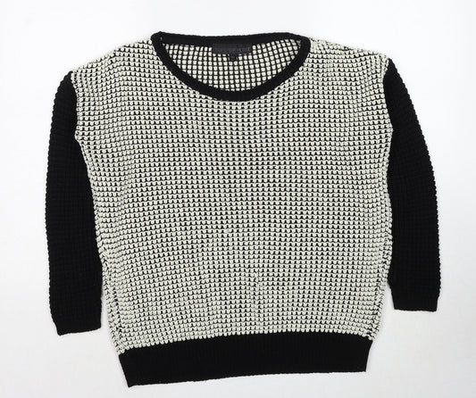Topshop Womens Black Round Neck Acrylic Pullover Jumper Size 6