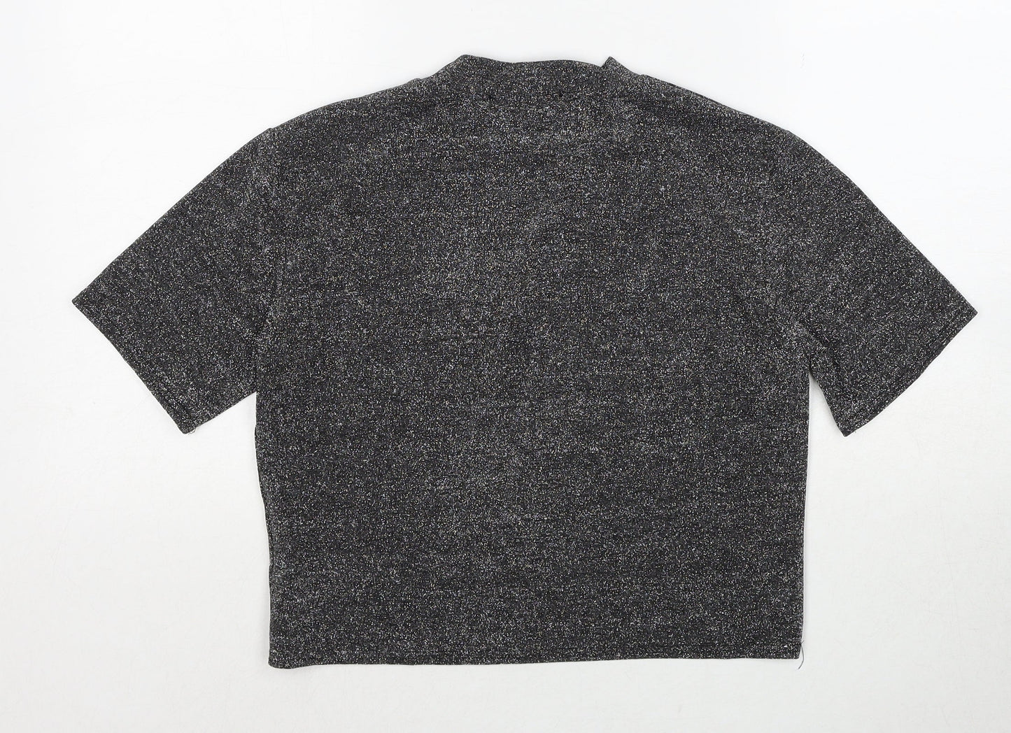 Cooperative Womens Black Geometric Polyester Basic Blouse Size S Round Neck