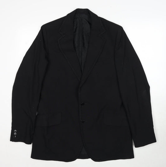 David Lane Mens Black Polyester Jacket Suit Jacket Size 40 Regular