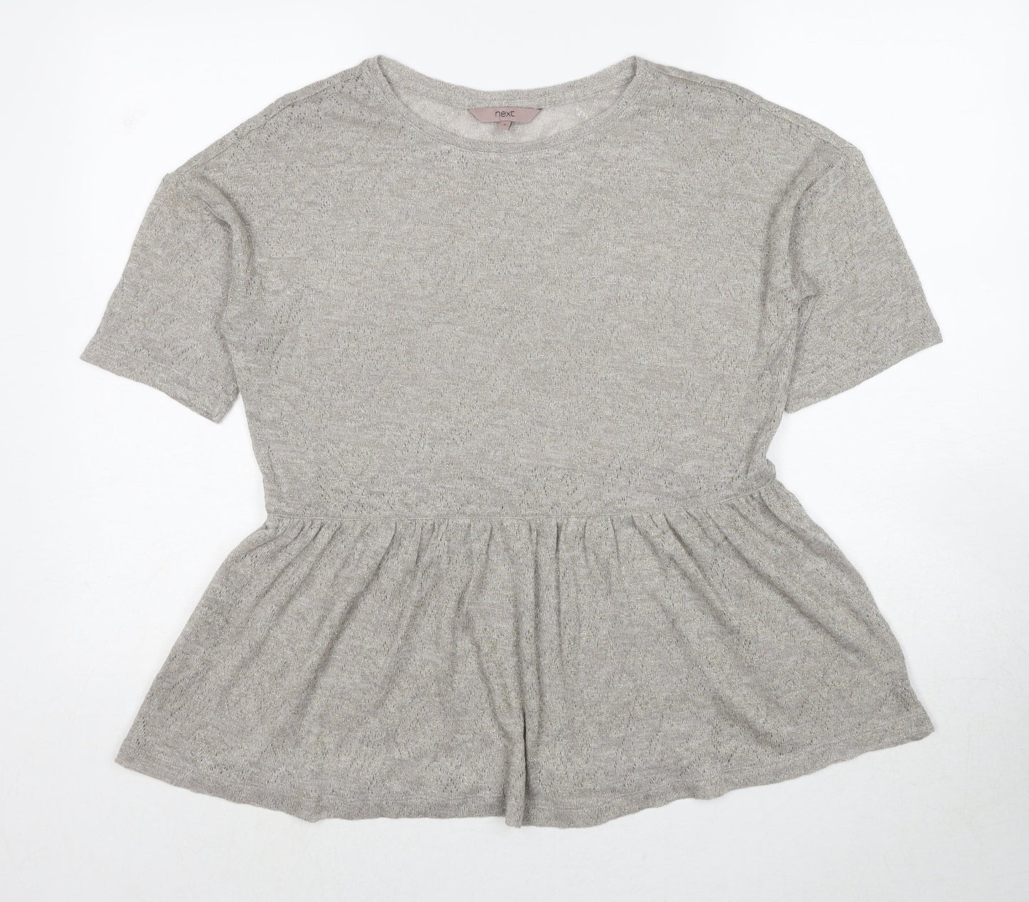 NEXT Womens Grey Polyester Basic T-Shirt Size 8 Round Neck
