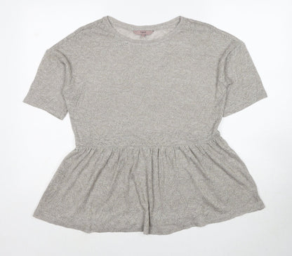 Next Womens Grey Polyester Basic T-Shirt Size 8 Round Neck