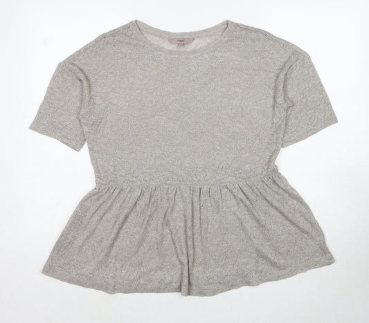 NEXT Womens Grey Polyester Basic T-Shirt Size 8 Round Neck