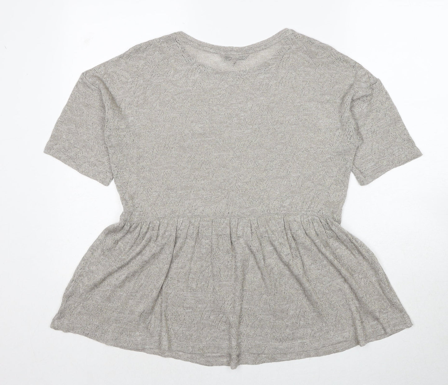 NEXT Womens Grey Polyester Basic T-Shirt Size 8 Round Neck