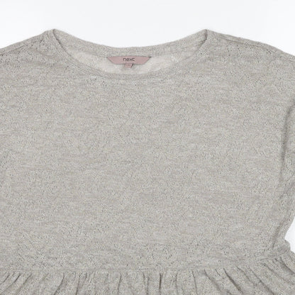 Next Womens Grey Polyester Basic T-Shirt Size 8 Round Neck