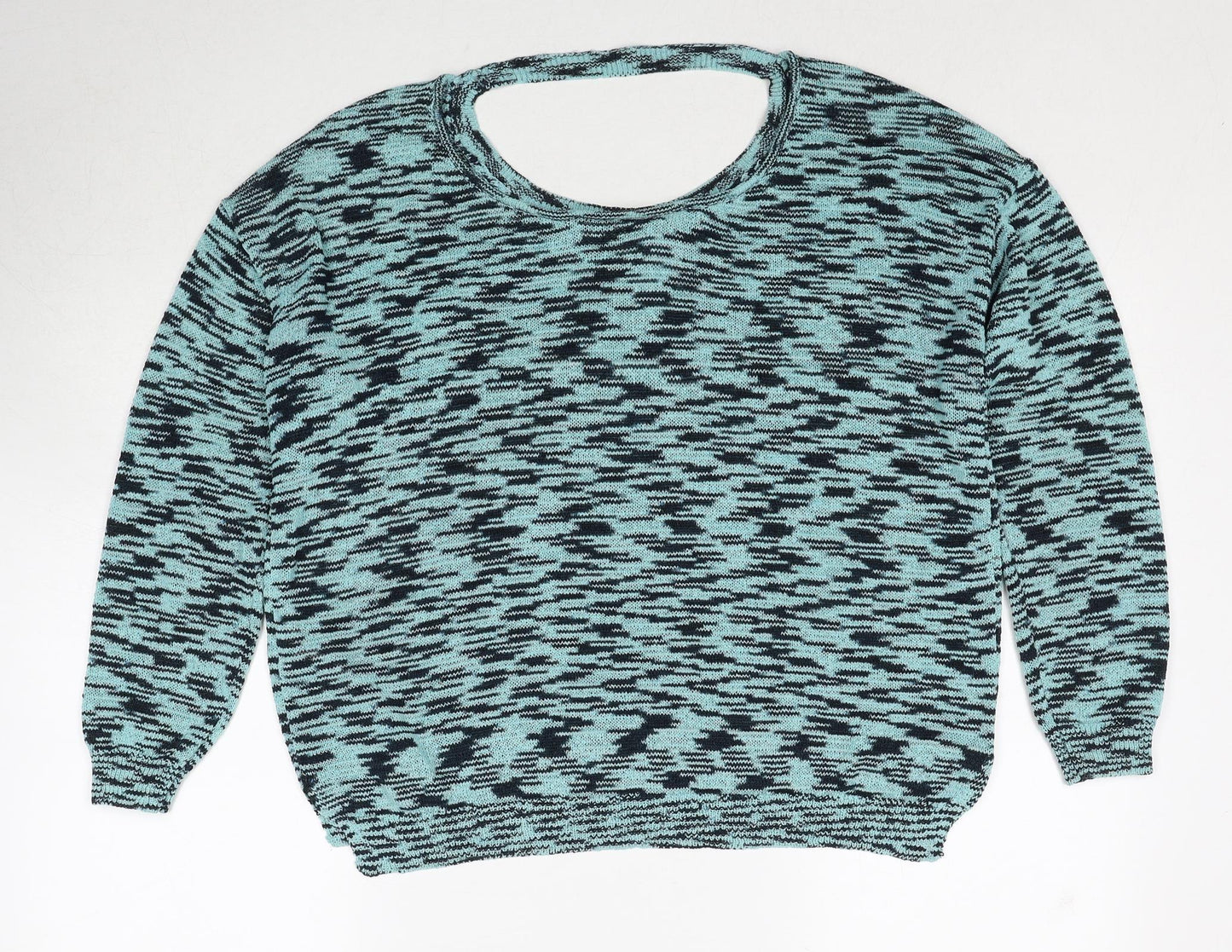 Miss Selfridge Womens Blue Round Neck Geometric Polyester Pullover Jumper Size 8