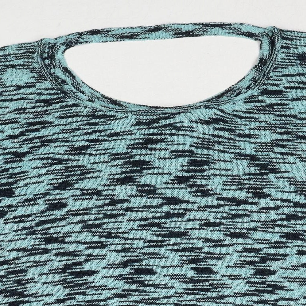 Miss Selfridge Womens Blue Round Neck Geometric Polyester Pullover Jumper Size 8