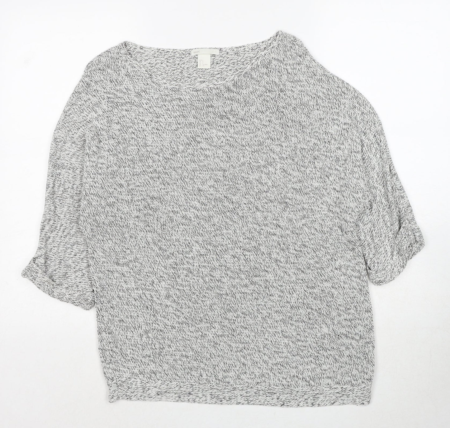 H&M Womens Grey Round Neck Cotton Pullover Jumper Size S
