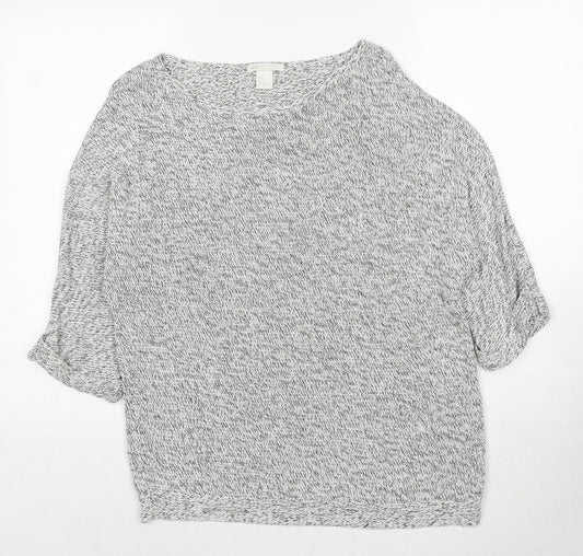 H&M Womens Grey Round Neck Cotton Pullover Jumper Size S