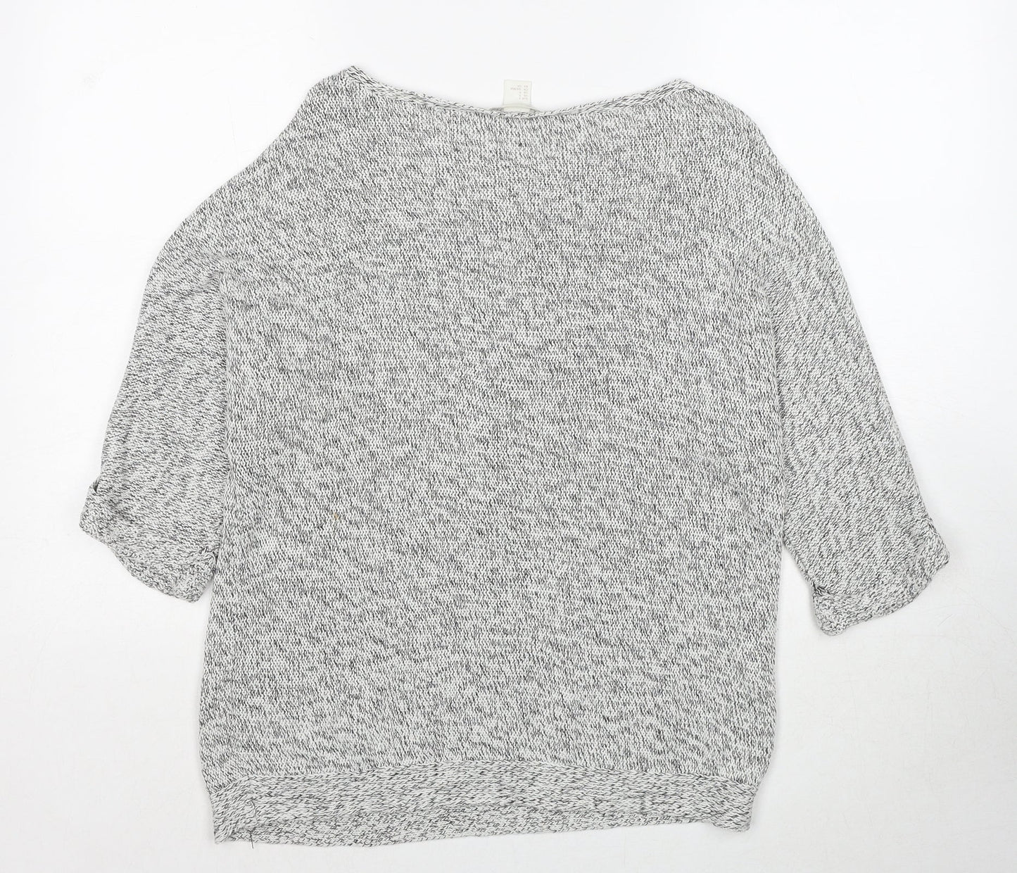 H&M Womens Grey Round Neck Cotton Pullover Jumper Size S