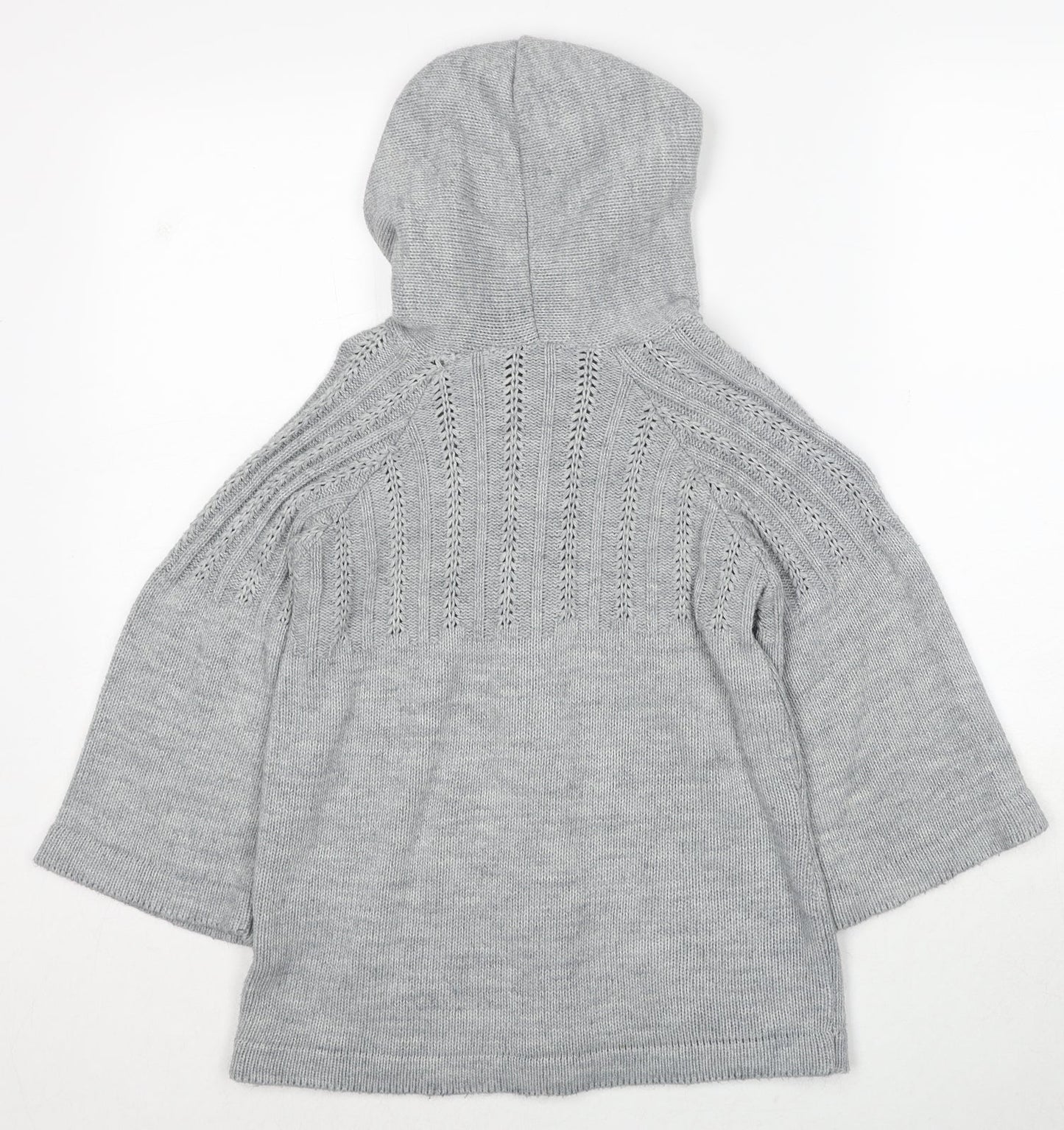 Select Womens Grey Round Neck Acrylic Cardigan Jumper Size M