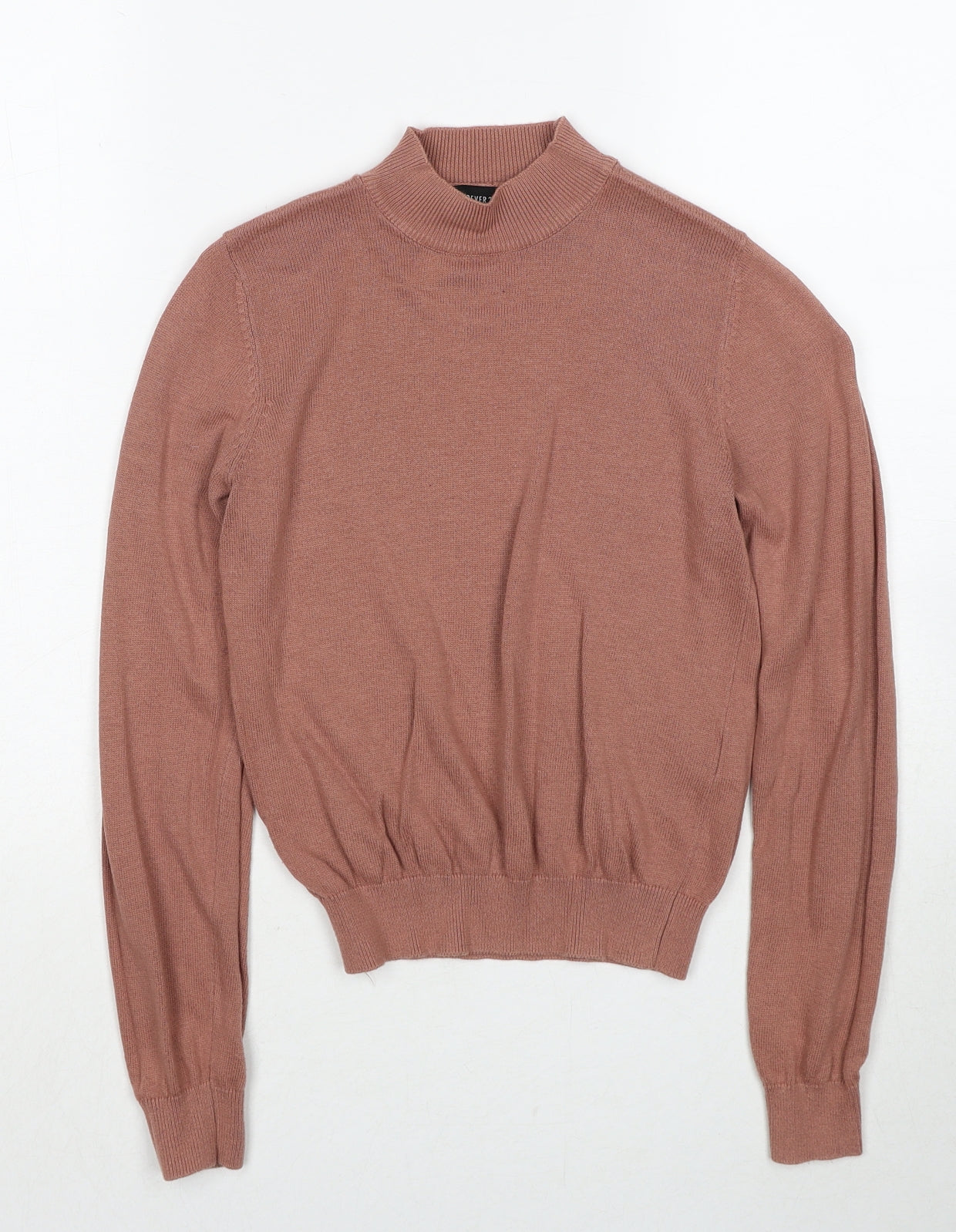 FOREVER 21 Womens Brown Mock Neck Cotton Pullover Jumper Size S