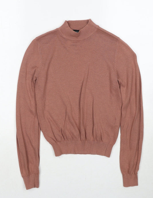 FOREVER 21 Womens Brown Mock Neck Cotton Pullover Jumper Size S