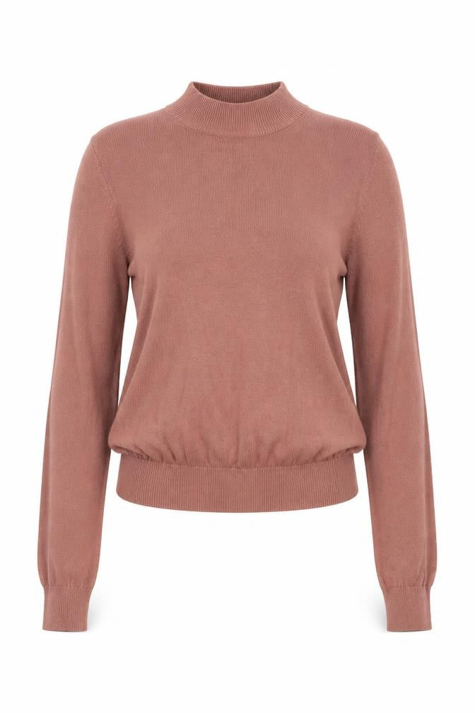 FOREVER 21 Womens Brown Mock Neck Cotton Pullover Jumper Size S