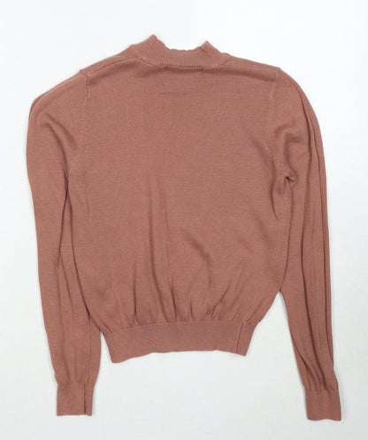 Forever 21 Womens Brown Mock Neck Cotton Pullover Jumper Size S
