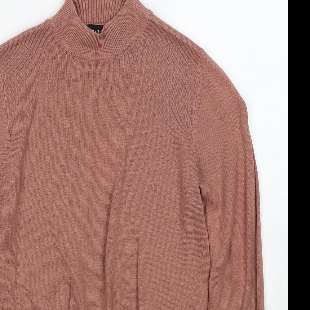 FOREVER 21 Womens Brown Mock Neck Cotton Pullover Jumper Size S