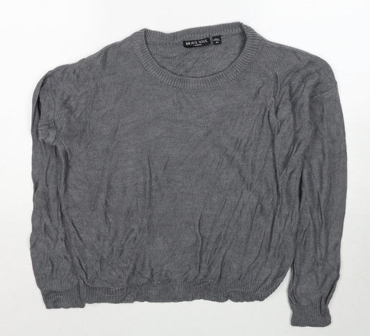 Brave Soul Womens Grey Round Neck Acrylic Pullover Jumper Size XS