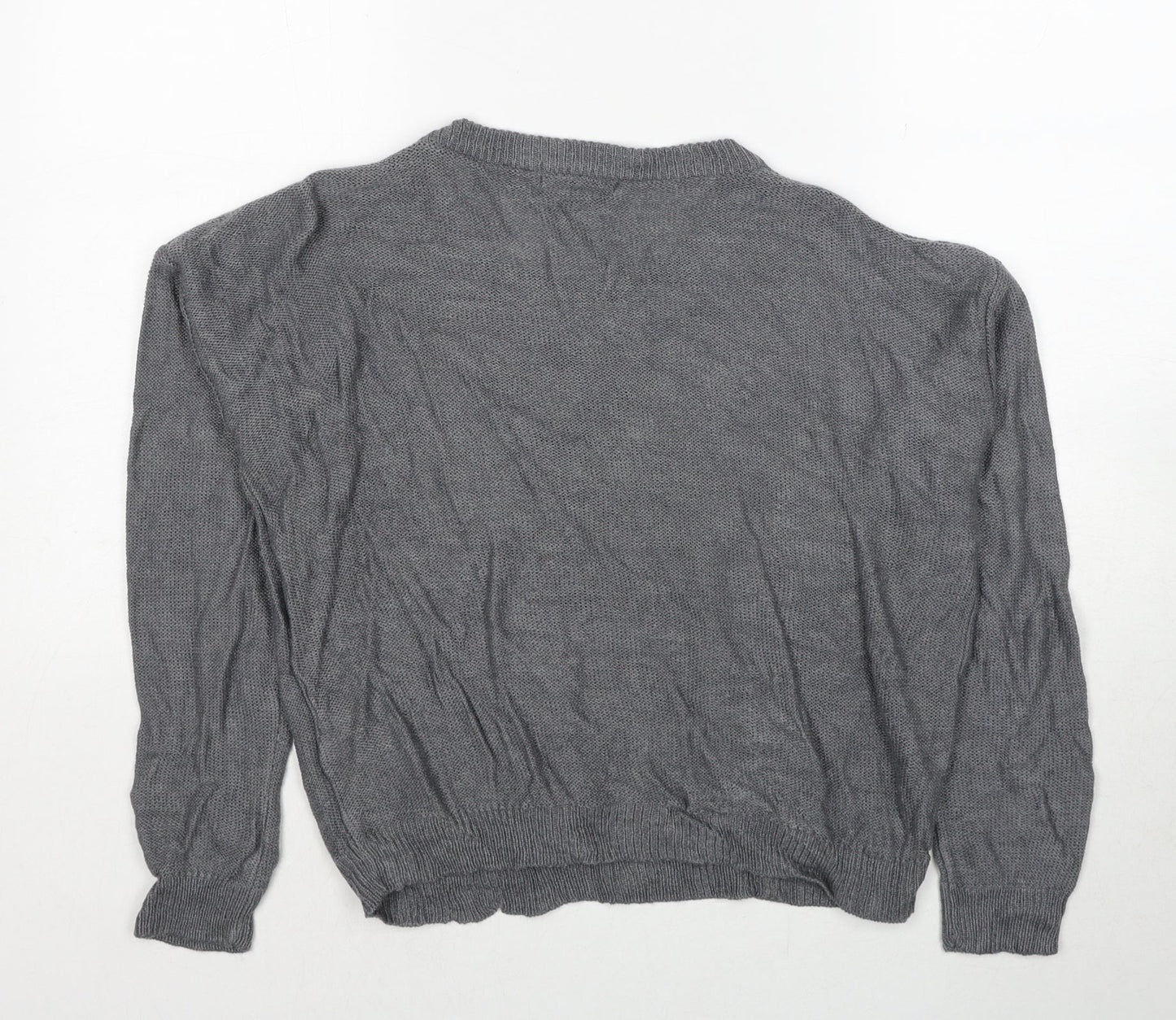 Brave Soul Womens Grey Round Neck Acrylic Pullover Jumper Size XS