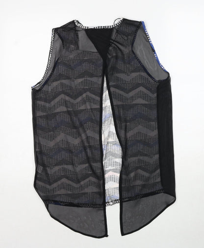 Select Womens Black Geometric Polyester Basic Tank Size 14 Round Neck - Open Back