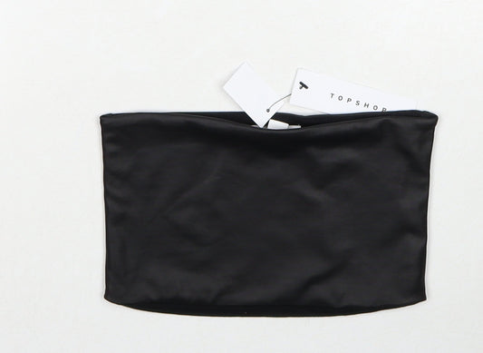 Topshop Womens Black Polyethylene Cropped Tank Size XS Square Neck - Size XS-S