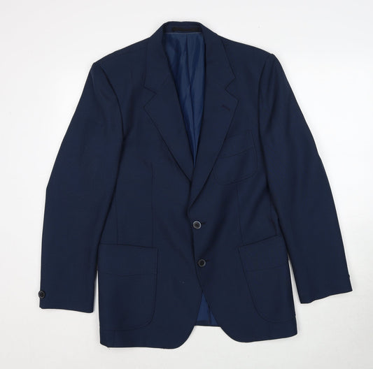 Cavalier Mens Blue Polyester Jacket Suit Jacket Size 38 Regular