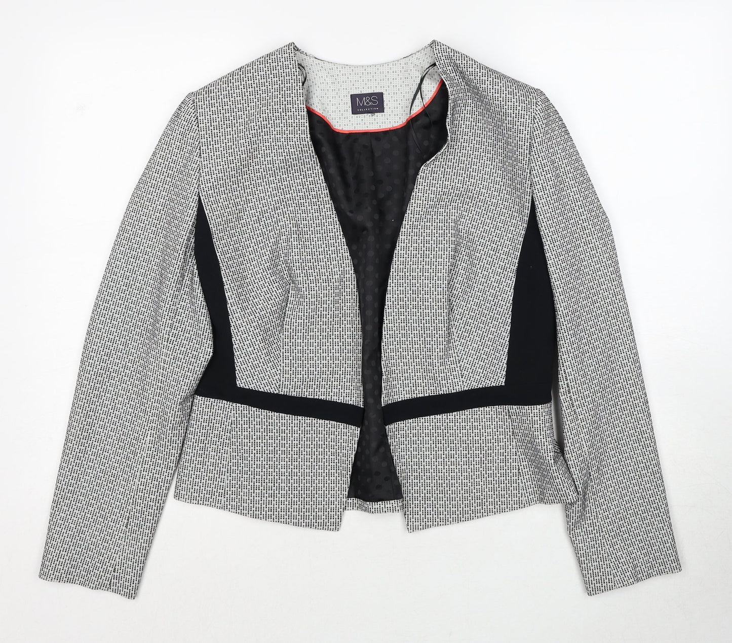 Marks and Spencer Womens Black Geometric Jacket Blazer Size 12