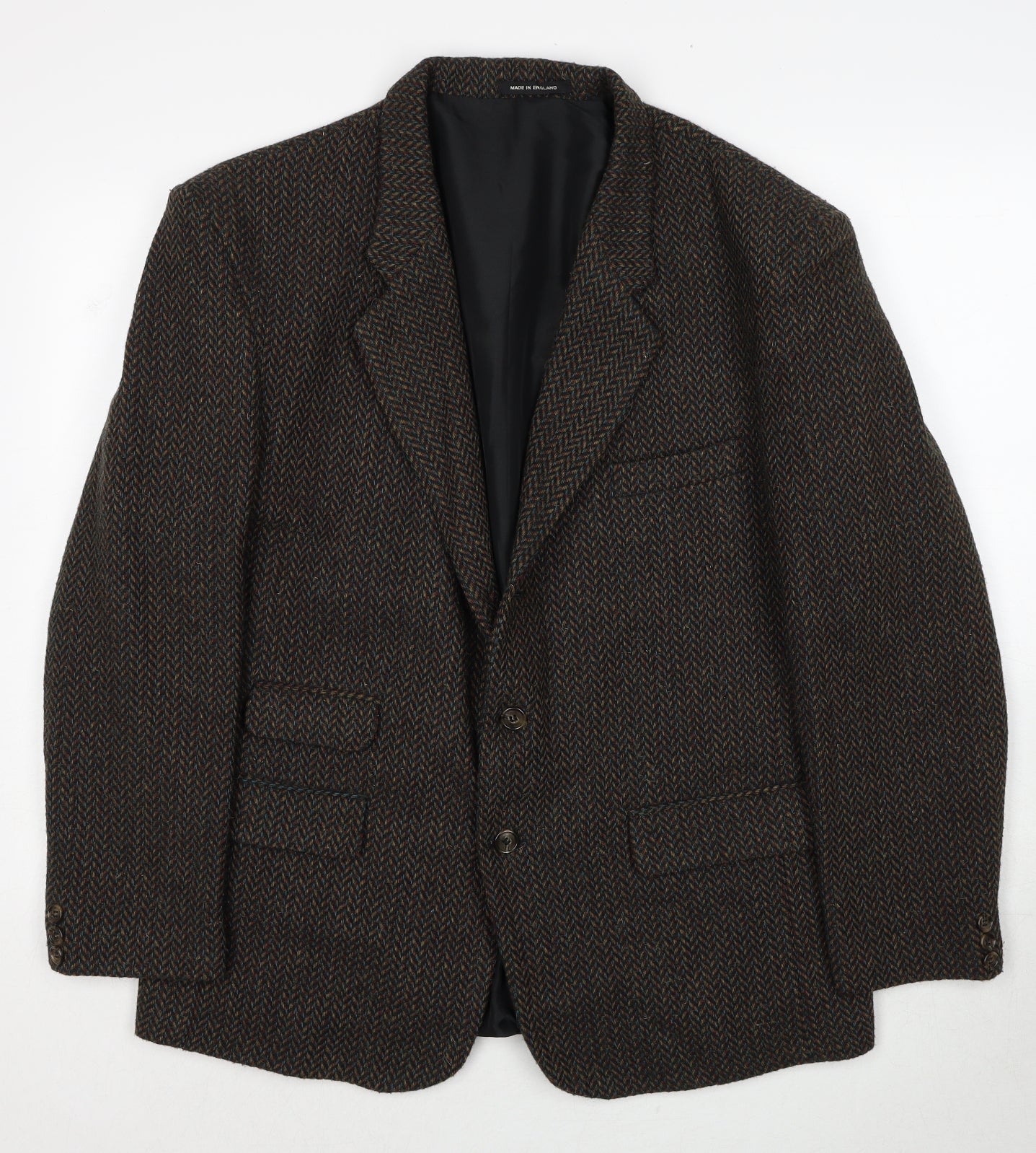 Made in England Mens Brown Polyester Jacket Blazer Size 42 Regular