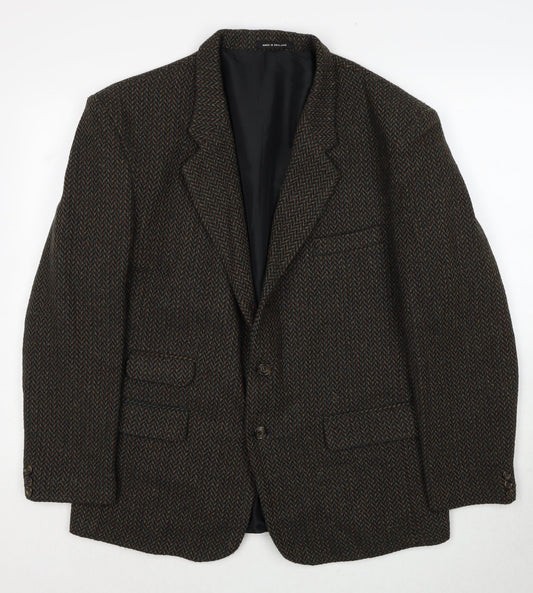 Made in England Mens Brown Polyester Jacket Blazer Size 42 Regular