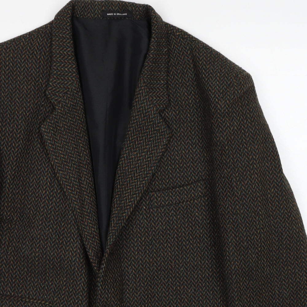 Made in England Mens Brown Polyester Jacket Blazer Size 42 Regular