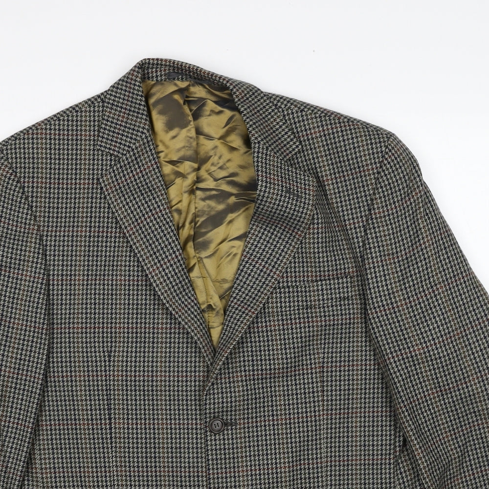 Suithouse Mens Grey Geometric Wool Jacket Blazer Size 40 Regular