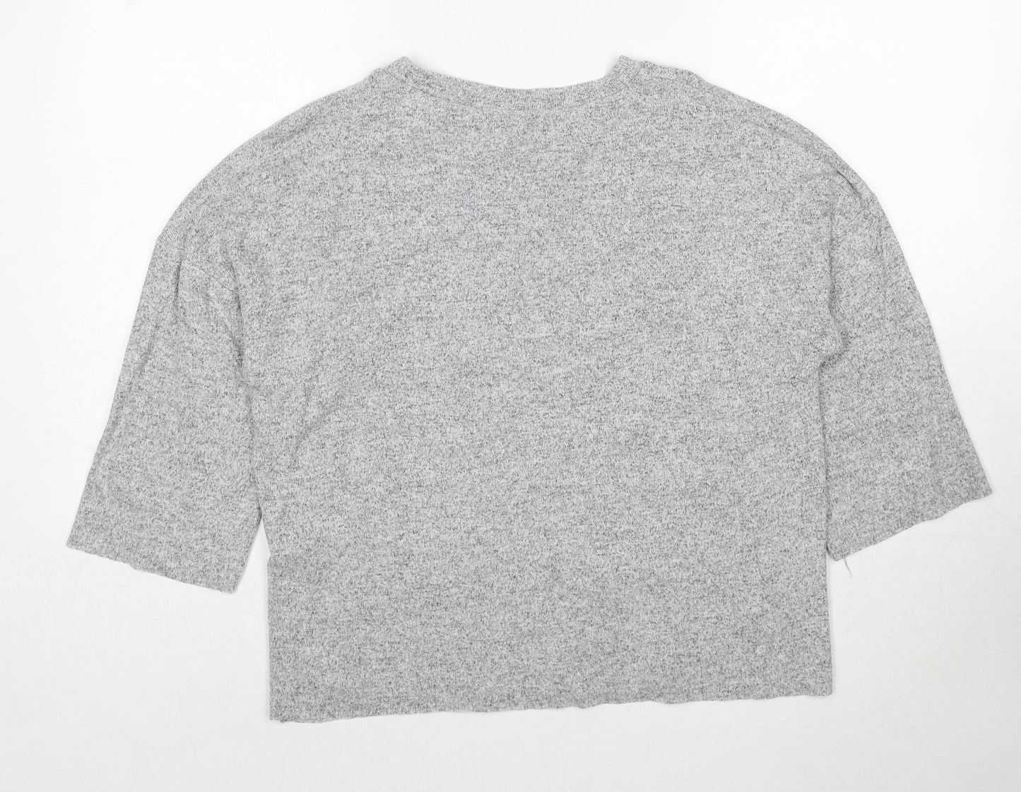Zara Womens Grey Round Neck Viscose Pullover Jumper Size S