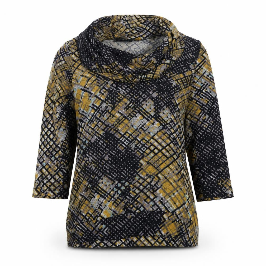 Klass Womens Multicoloured Roll Neck Geometric Polyester Pullover Jumper Size S