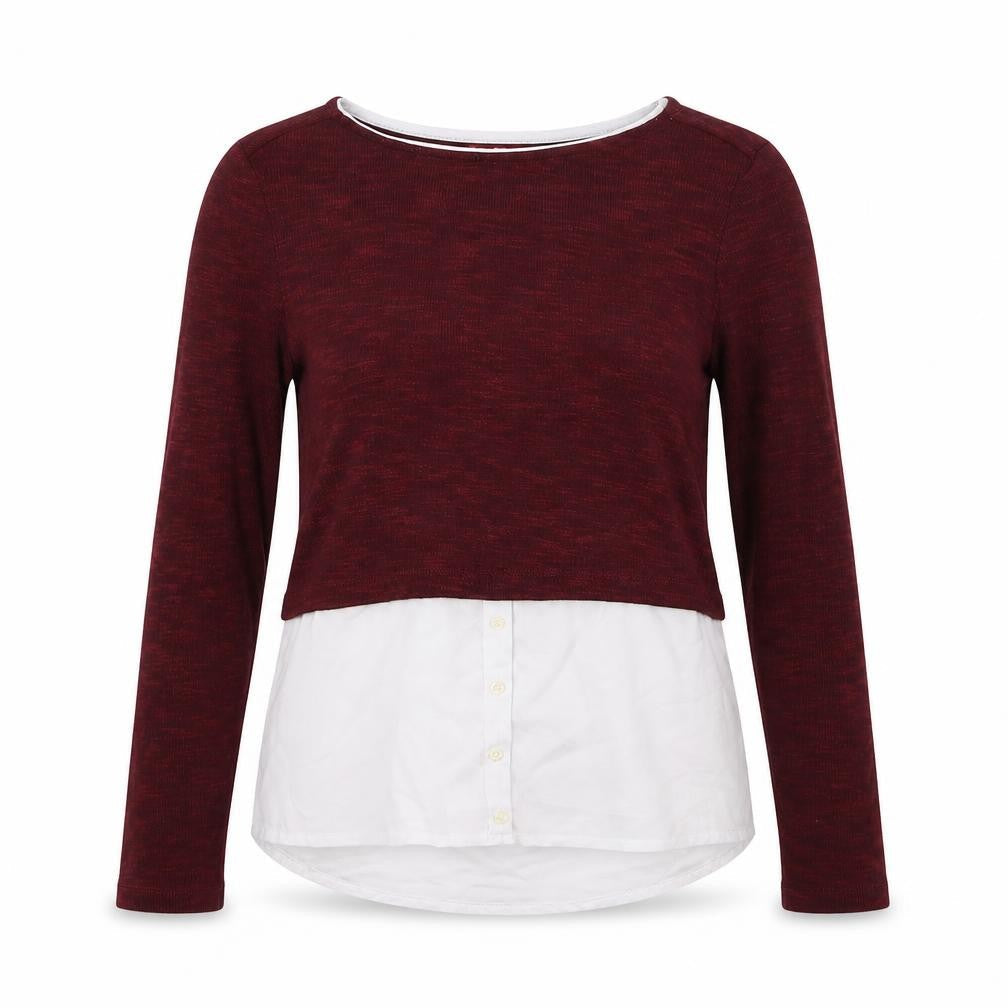 Bershka Womens Red Boat Neck Polyester Pullover Jumper Size S - Shirt Insert