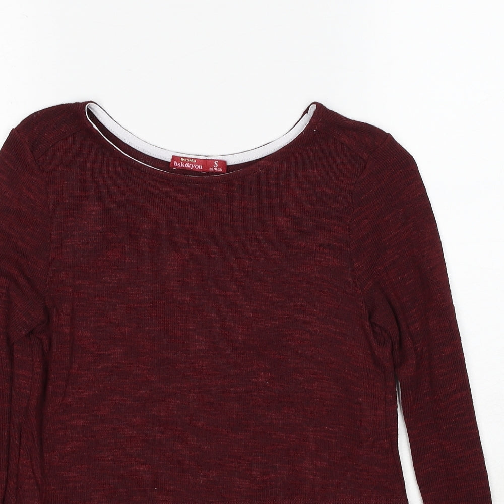Bershka Womens Red Boat Neck Polyester Pullover Jumper Size S - Shirt Insert